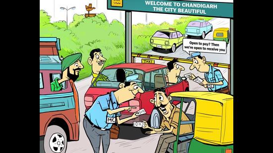 The fund-starved Chandigarh MC is mulling to impose entry tax on commercial vehicles entering the city. (Biswajit Debnath/HT)