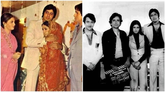 Amitabh Bachchan, Poonam Dhillon, Randhir Kapoor feature in an old photo.