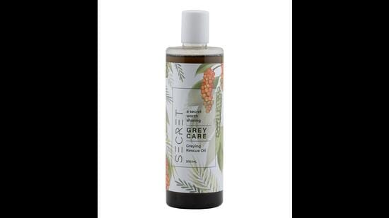 The Grey Care Hair Oil from SECRET prevents greying and helps promote hair growth