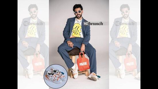 Avoid sneakers in gold or with bling. those are meant for partywear; Suit by Zara; T-shirt by H&M; Sunglasses by F21; Bag by Pause; Shoes by Nike x Off White