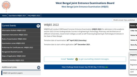 WBJEE answer key 2022 released at wbjeeb.nic.in, direct link here