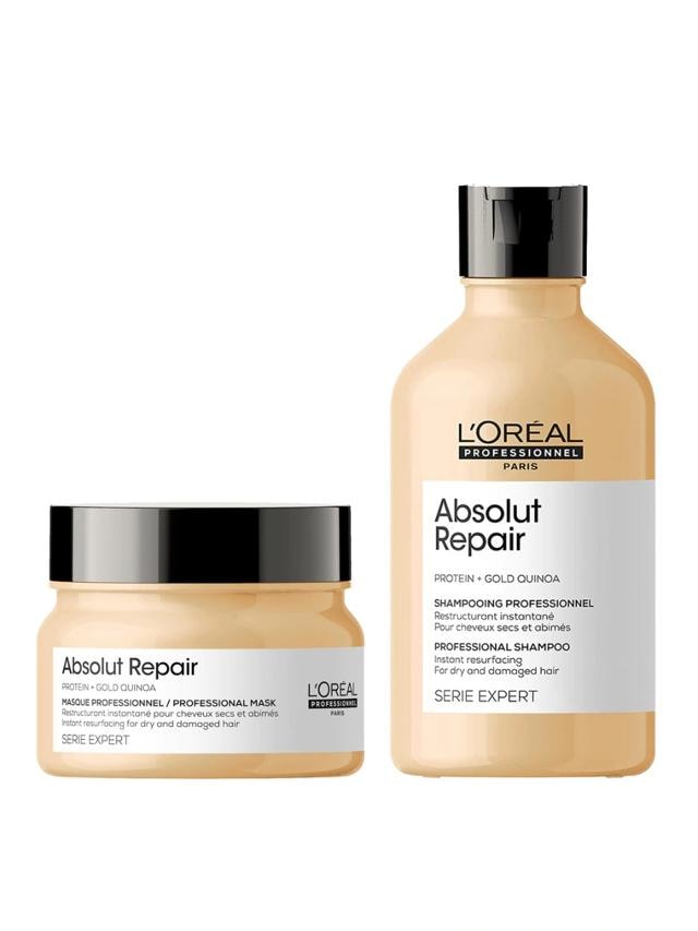 The Gold Quinoa + Protein Repair Shampoo and Unisex Lipidium Absolut Repair Masque by L’OREAL PROFESSIONNEL (available on MYNTRA) are excellent for damaged or chemically treated hair