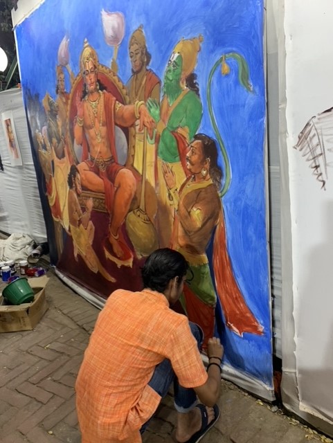 Artists painted to the music at the gallery. (Courtesy Manjari Sinha)