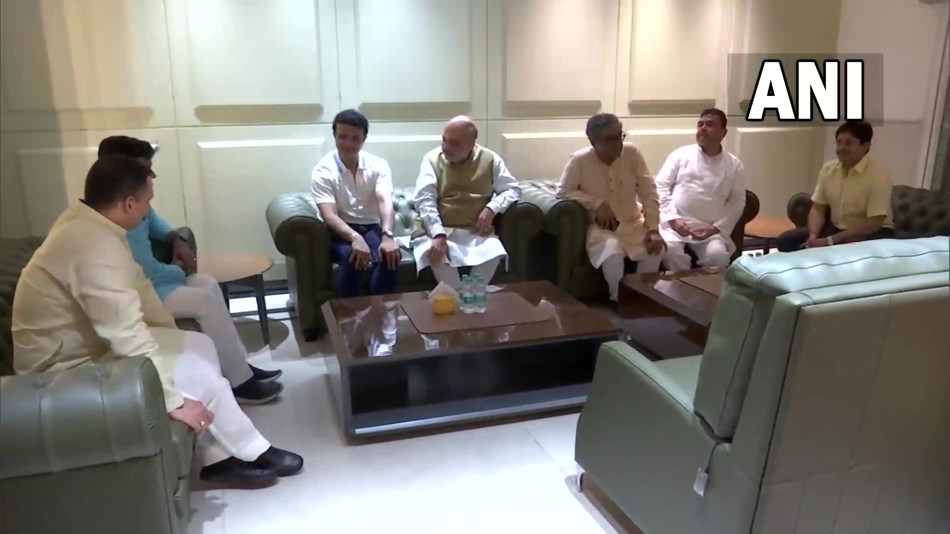 Union home minister Amit Shah at BCCI president Sourav Ganguly's residence in Kolkata on Friday. (ANI Twitter) Union home minister Amit Shah at BCCI president Sourav Ganguly's residence in Kolkata on Friday. (ANI Twitter)