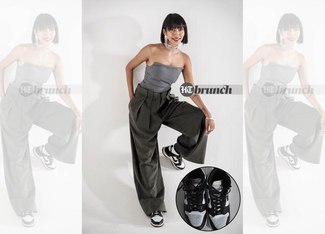 You can experiment with a whole lot of silhouettes in the colours of the sneakers; Corset top & pants by Zara; Shoes by Nike