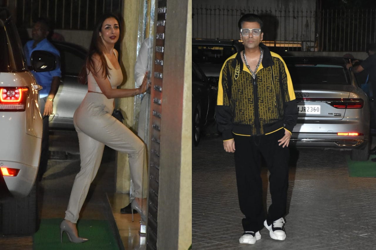 Malaika Arora and Karan Johar at Karisma Kapoor's house. (Varinder Chawla)