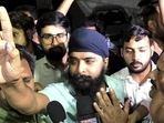 Delhi BJP spokesperson Tajinder Pal Singh Bagga arrives at his residence after being produced before the Duty Metropolitan Magistrate, in New Delhi. Delhi BJP spokesperson Tajinder Pal Singh Bagga arrives at his residence after being produced before the Duty Metropolitan Magistrate, in New Delhi. 