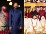 Left- A picture from Khatija Rahman and Riyasdeen Riyan's wedding reception. Right- A picture with AR Rahman from the wedding ceremony.