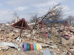 The ruins of a kindergarten school in Kyiv destroyed during the Russia-Ukraine war. (Mikhail Palinchak/Instagram) The ruins of a kindergarten school in Kyiv destroyed during the Russia-Ukraine war. (Mikhail Palinchak/Instagram)