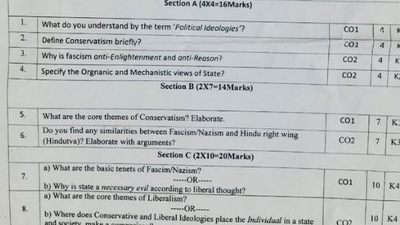 The Political Science question paper which went viral on social media.&nbsp;