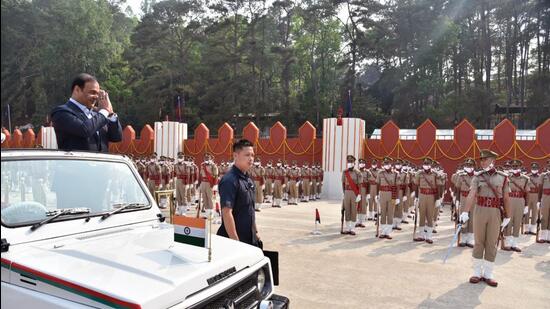 Assam chief minister Himanta Biswa Sarma this week inspected the Passing out Parade of 578 Cadet Sub-Inspectors, at the prestigious North Eastern Police Academy (ANI)