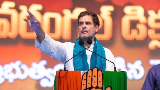 Rahul Gandhi addressed party workers in Telangana on Saturday.&nbsp;