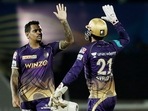Kolkata Knight Riders Sunil Narine celebrates the dismissal of Rajasthan Royals Devdutt Padikkal (IPL) Kolkata Knight Riders Sunil Narine celebrates the dismissal of Rajasthan Royals Devdutt Padikkal (IPL)
