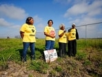 File photo- Environmental justice group Rise St. James speaks against plans for a $9.4 billion chemical complex near Donaldsonville, La. Lavigne in South Bend, Indiana in March 2020.( (AP Photo/Gerald Herbert))