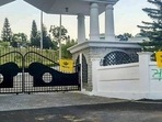 Khalistan flags tied on the main gates and walls of Himachal Pradesh Vidhan Sabha complex, at Tapovan in Kangra district. (PTI) Khalistan flags tied on the main gates and walls of Himachal Pradesh Vidhan Sabha complex, at Tapovan in Kangra district. (PTI)