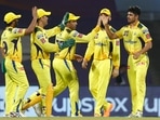 Mumbai: Mukesh Choudhary of Chennai Super Kings celebrates with teammates after the wicket of Rovman Powell of Delhi Capitals, during the Indian Premier League 2022 cricket match between Chennai Super Kings and Delhi Capitals, at the DY Patil Stadium in Mumbai, Sunday, May 8, 2022. (Sportzpics for IPL/PTI Photo)(PTI05_08_2022_000228B)(PTI)