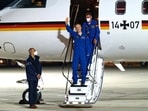 Astronaut Matthias Maurer steps off the plane after arriving at Cologne/Bonn Airport, in Cologne, Germany. The 52-year-old astronaut from the German state of Saarland had spent around six months aboard the International Space Station ISS. SpaceX brought four astronauts home, including Maurer, and three U.S. astronauts, with a midnight splashdown in the Gulf of Mexico on Friday.(AP) Astronaut Matthias Maurer steps off the plane after arriving at Cologne/Bonn Airport, in Cologne, Germany. The 52-year-old astronaut from the German state of Saarland had spent around six months aboard the International Space Station ISS. SpaceX brought four astronauts home, including Maurer, and three U.S. astronauts, with a midnight splashdown in the Gulf of Mexico on Friday.(AP)