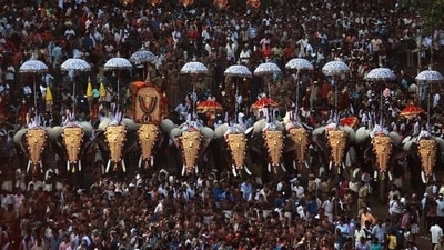 One of the highlights of the Thrissur Pooram is the musical ensemble which consists of traditional instruments like maddalam, edakka, thimila, chenda, and kombu. (Pinterest) One of the highlights of the Thrissur Pooram is the musical ensemble which consists of traditional instruments like maddalam, edakka, thimila, chenda, and kombu. (Pinterest)