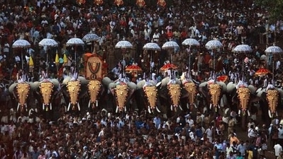 Thrissur Pooram begins with the flag hoisting ceremony (Kodiyettam) which takes place seven days before the festival. (Pinterest) Thrissur Pooram begins with the flag hoisting ceremony (Kodiyettam) which takes place seven days before the festival. (Pinterest)