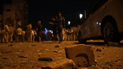 A view of the site where violence broke out between two communities during the Shobha Yatra procession on Hanuman Jayanti, at Jahangirpuri, in Delhi. (ANI Photo) A view of the site where violence broke out between two communities during the Shobha Yatra procession on Hanuman Jayanti, at Jahangirpuri, in Delhi. (ANI Photo)