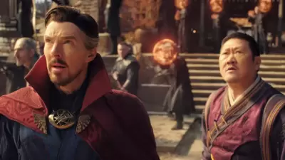 Benedict Cumberbatch and Benedict Wong in a still from Doctor Strange in the Multiverse of Madness. Benedict Cumberbatch and Benedict Wong in a still from Doctor Strange in the Multiverse of Madness.