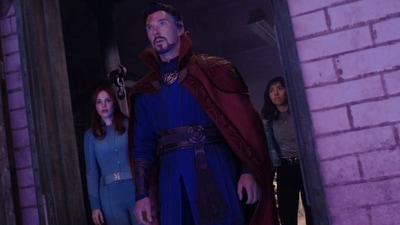Benedict Cumberbatch, Rachel McAdams, and Xochitl Gomez in Doctor Strange in the Multiverse of Madness. Benedict Cumberbatch, Rachel McAdams, and Xochitl Gomez in Doctor Strange in the Multiverse of Madness.