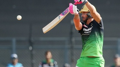 Faf du Plessis, captain of Royal Challengers Bangalore plays a shot during the Indian Premier League 2022 cricket match between Sunrisers Hyderabad and Royal Challengers Bangalore (PTI) Faf du Plessis, captain of Royal Challengers Bangalore plays a shot during the Indian Premier League 2022 cricket match between Sunrisers Hyderabad and Royal Challengers Bangalore (PTI)
