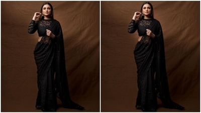 On Saturday, Parineeti took to her Instagram page to share pictures of herself dressed in a black sheer saree and lace embroidered blouse. The star wore the six yards for an episode of Hunarbaaz: Desh Ki Shaan and shared the pictures recently. She posted the photos with the caption, "We need a saree emoji." And we agree. (Instagram/@parineetichopra) On Saturday, Parineeti took to her Instagram page to share pictures of herself dressed in a black sheer saree and lace embroidered blouse. The star wore the six yards for an episode of Hunarbaaz: Desh Ki Shaan and shared the pictures recently. She posted the photos with the caption, "We need a saree emoji." And we agree. (Instagram/@parineetichopra)