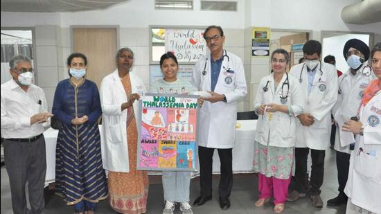 International Thalassaemia Awareness Day on theme “Be Aware Share Care” observed by DMCH in Ludhiana on May 08, 2022. (HT PHOTO)