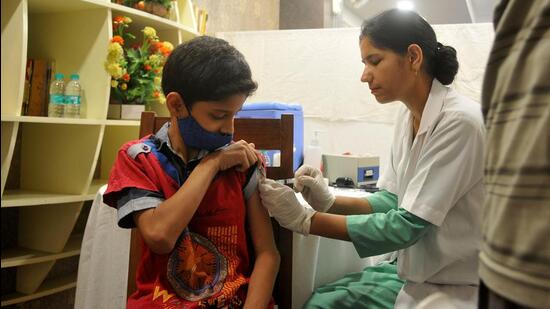 The drive had got off to a slow start, with UT missing its target of covering its entire eligible population in 15-18 age group with the first dose by January 25. (HT Photo)