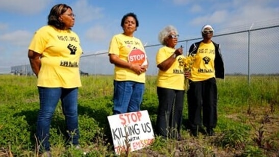 File photo- Environmental justice group Rise St. James speaks against plans for a $9.4 billion chemical complex near Donaldsonville, La. Lavigne in South Bend, Indiana in March 2020.
