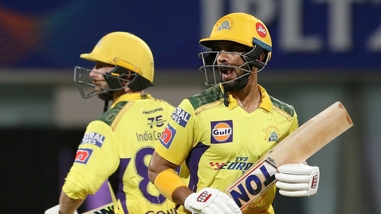 Mumbai: Devon Conway and Ruturaj Gaikwad of Chennai Super Kings run between the wickets, during the Indian Premier League 2022 cricket match between Chennai Super Kings and Delhi Capitals, at the DY Patil Stadium in Mumbai, Sunday, May 8, 2022. (Sportzpics for IPL/PTI Photo)(PTI05_08_2022_000191A)(PTI)