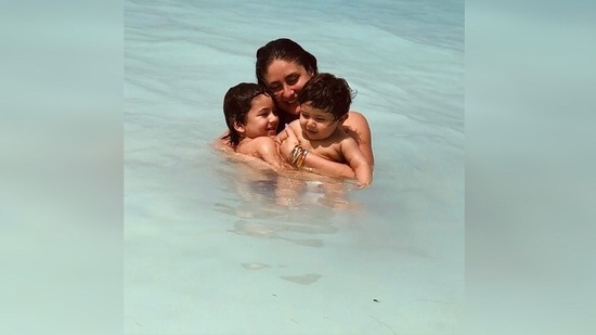 Kareena Kapoor: Bebo is blessed with two adorable sons Taimur Ali Khan and Jeh Ali Khan. Sharing a photo with her cuties in the pool, Kareena wrote, "The length and breadth of my life♥. Happy Mother’s Day."(Instagram/@kareenakapoorkhan)