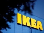 The company's logo is seen outside of an IKEA Group store in Saint-Herblain near Nantes, France.