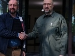 European Council president Charles Michel (left) with Ukrainian PM Denys Shmyhal. (Twitter/@CharlesMichel) European Council president Charles Michel (left) with Ukrainian PM Denys Shmyhal. (Twitter/@CharlesMichel)