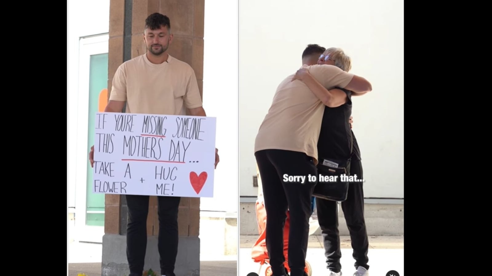 Man gives hugs and flowers to strangers who miss someone on ...