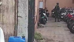 A visual from a location in Mumbai where NIA raids were underway. (ANI Twitter)