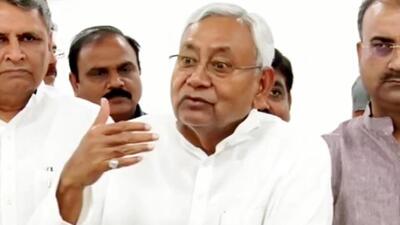 Bihar chief minister Nitish Kumar spoke with the media on the sidelines of the 'Janata Ka Darbar' programme in Patna on Monday. (HT Photo/Santosh Kumar) Bihar chief minister Nitish Kumar spoke with the media on the sidelines of the 'Janata Ka Darbar' programme in Patna on Monday. (HT Photo/Santosh Kumar)