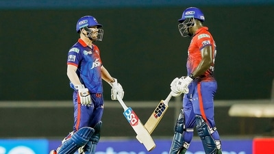 David Warner and Rovman Powell (R) of Delhi Capitals (PTI) David Warner and Rovman Powell (R) of Delhi Capitals (PTI)