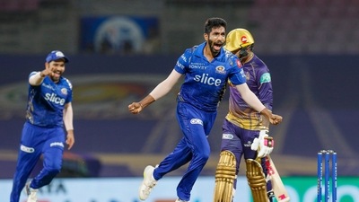 But Jasprit Bumrah put the breaks with a triple wicket maiden and he eventually ended with figures of 5/10. (PTI) But Jasprit Bumrah put the breaks with a triple wicket maiden and he eventually ended with figures of 5/10. (PTI)
