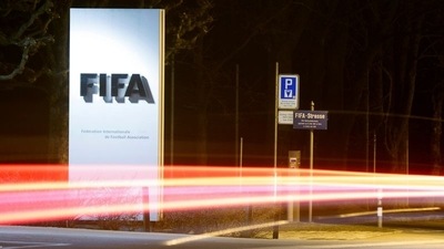 FILE PHOTO: A long exposure shows FIFA's logo near its headquarters in Zurich, Switzerland (REUTERS)