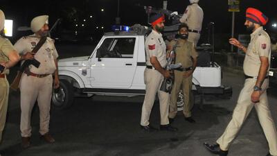 Punjab Police have sealed the area after the blast reported at the Punjab Police Intelligence Headquarters in Sector 77, Mohali. (Keshav Singh/HT) Punjab Police have sealed the area after the blast reported at the Punjab Police Intelligence Headquarters in Sector 77, Mohali. (Keshav Singh/HT)
