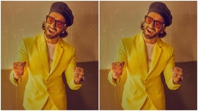 Ranveer's fashion diaries are forever stunning. A day back, Ranveer picked a yellow suit and layered it with a white T-shirt. (Instagram/@ranveersingh)