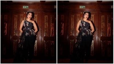 Assisted by makeup artist Shraddha Mishra, Sobhita decked up in nude eyeshadow, black eyeliner, black kohl, mascara-laden eyelashes, contoured cheeks and a shade of dark maroon lipstick. (Instagram/@sobhitad)