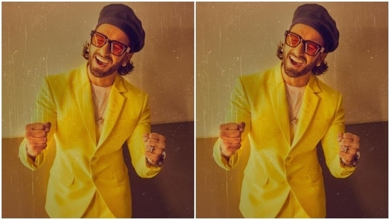 Ranveer's fashion diaries are forever stunning. A day back, Ranveer picked a yellow suit and layered it with a white T-shirt.(Instagram/@ranveersingh)