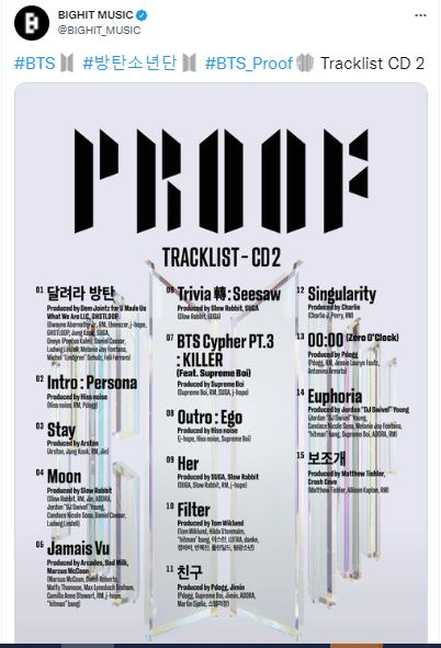 BTS: Second tracklist of Proof.