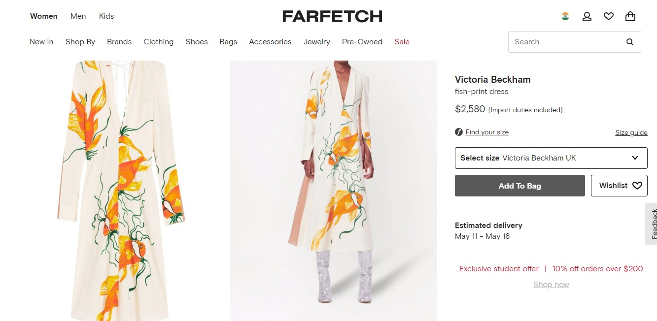 Price of the printed midi dress Katrina Kaif chose for the photoshoot.&nbsp; (farfetch.com)