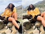 Bhumi Pednekar is currently in Manali, shooting for her upcoming film The Lady Killer which also stars Arjun Kapoor. Ever since Bhumi landed in the Valley of the Gods, she has been keeping her fans updated with all her doings. She recently shared some beautiful pictures of herself in an oversized hoodie, biker shorts and uggs.(Instagram/@bhumipednekar)