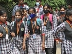 CBSE Class 10 Science term 2 exam 2022: Students coming out after appearing in CBSE board class 10th Science exam from St. Joseph School in Patna. (Santosh Kumar/HT photo)&nbsp;