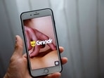 Grindr app is seen on a mobile phone in this photo illustration taken in Shanghai, China.